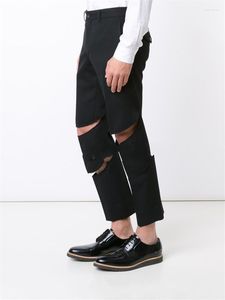 Мужские брюки мужской темный городской стиль повседневной свободный большой размер домашний разбитый стройный простой прост