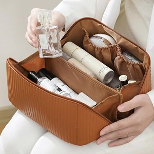 Kosmetiktaschen, modisches Lederkissen, quadratisch, Make-up-Tasche, großes Fassungsvermögen, tragbare Reise- und Toilettenartikel-Aufbewahrung für Damen