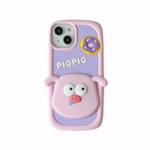 DHL grátis INS Pop Pink Cartoon Pig 3D Case Para iphone 14 13 12 11 Pro XS Max XR X SE2 6 7 8 Plus Kid engraçado Silicone macio Capa de telefone de silicone fofa