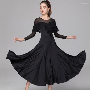 Scenkläder 2023 Mesh Ballroom Dresses Women Costume Fairy Waltz Dress Modern Dance Outfit Flamenco Clothes Tango Dancewear DL8557