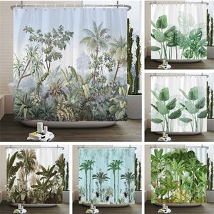 シャワーカーテンヨーロッパの花鳥の植物バスカーテン防水シャワーカーテン3D印刷バスルーム装飾フックバススクリーン230607