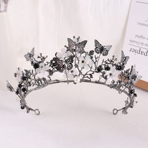 Bridal Crown Pearl Rhinestone Crown i Tiara ręcznie robione motyl Fairband Wedding Hair Akcesoria Koronia księżniczki