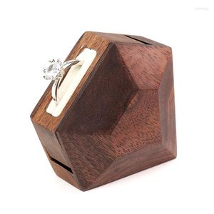 Jewelry Pouches Rotating Wooden-Ring Box Engagement Ring Holder Proposal Wedding Ceremony Bearer Storage-Case For Couple