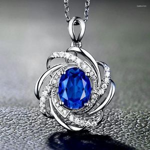 Pendant Necklaces Golden Silver Color Blue Crystal Necklace Full Of Rhinestones Flower Accessories Jewelry Wholesale Dropship Suppliers