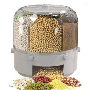 Storage Bottles Food Dispenser Container Rice Cereal Grain Box Airtight Barrel 6 Grids Bucket For Kitchen