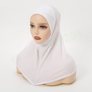 Plain Large Size Muslim Hijab With Chin Part Top Quality Amira Pull On Islamic Scarf Hot Sell Headscarf Ramadan Pray Hats