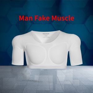 Midja mage shaper 3d falska muskel t-shirt man cosplay arm bröst underkläder party body shaper osynlig buk kudde korsett topp undertröjor 230607