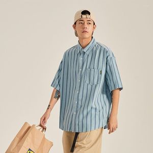 Camicie Casual da uomo Camicia a righe moda coreana per uomo Camicetta con bottoni Cardigan Abbigliamento streetwear vintage alla moda giapponese Y2k