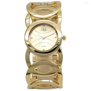 Orologi da polso GD Ladies Bracciale Bangle Watch Quartz Fashion Luxury Golden Dress Analog Woman Orologio da polso quadrante in cristallo Relógios Feminino