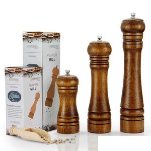 Mills 5/8/10 Inch Wooden Pepper Grinder Salt Shaker Manual Diy Spice Oak Mler Kitchen Accessories Tool Dbc Vt1031 Drop Delivery Home Dhumn