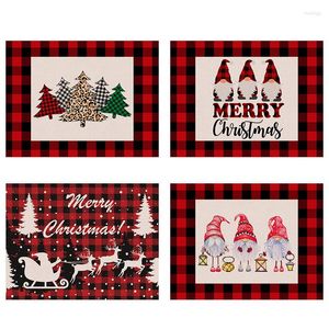 Tovagliette 2023 Tovaglietta natalizia Red Plaid Nano Cloth Mat Kitchen Dinner Decoration