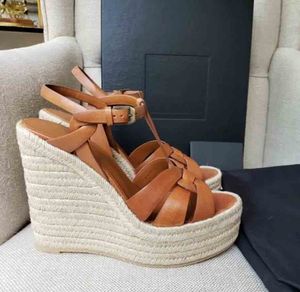 Designer Designer Tribute Sandal Wedge wysoki pięta tkane espadrille kliny