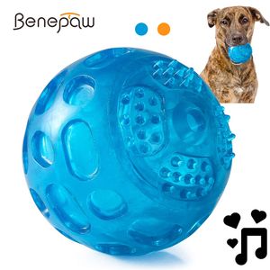 Benepaw Hundeball mit unzerstörbarem Klang, Kaugummi, schwimmfähig, interaktives Quietschspielzeug für kleine, mittelgroße und große Hunde