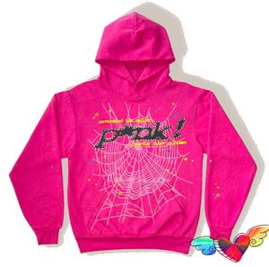 Men's Hoodies Fashion SP5DER 555555 Bluzy Projektant Young Bandit Pink Hoodie Mężczyźni Kobiety 1 Wysokiej jakości Piana druk Pająk Graphic Sweters 222s