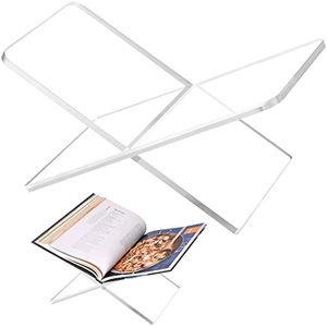 Suporte de livro acrílico transparente para leitura Suporte de livro em forma de x para suporte de leitura para livros didáticos revistas receita imagem