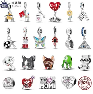 For pandora charms authentic 925 silver beads Dangle Animal Butterfly Cartoon Heart Bead