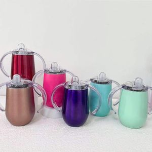 Water Bottles 10oz Baby Milk Cup With Handle Stainless Steel Sippy Nipple Child Bottle Eco-Friendly For Born Gift