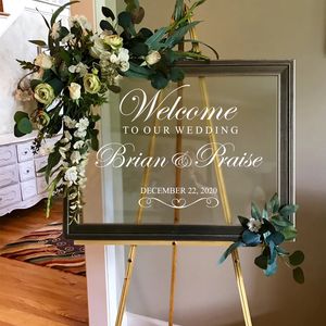 Welcome To Our Wedding Personalized Wedding Name and Date Mirror Decals Bridal Shower Wedding Welcome Sign Sticker custom A982