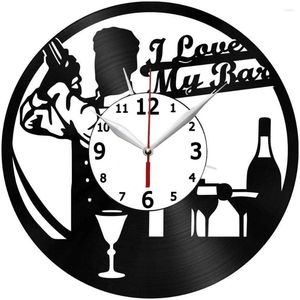 Orologi da parete I Love My Bar Clock Record Art Silenzioso senza ticchettio