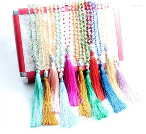 Anhänger Halsketten Hohe Qualität Kristall Perlen Buddha Handgemachte Quaste Halskette Boho Stil Geknotet Für Sommer Frauen Schmuck