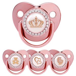 Baby Tanders Toys Pacifier Rose Gold Bling Teether BPA Free Born Silicone Soother Nipple Dummy Shower Gifts 230607