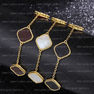 designer de joias femininas pulseiras de trevo pulseira de luxo acessórios de moda na moda ouro cheio de aço inoxidável elegante concha de ágata Vintage Índia jóias