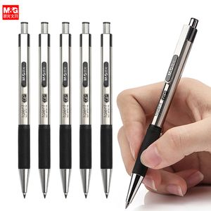 Ballpoint Pens M G Retractable Stainless Steel Gel 05mm Fine Point Bullet Tip Black ink Refill Smooth Writing Grip Signing Pen 230608