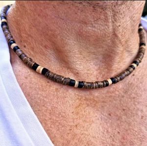 Kedjor Mäns afrikanska halsband Kokosnötskal pärlor smycken surfing halsbandsgåvor