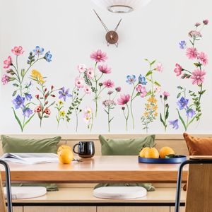 Flowers Wall Stickers Home Room Decoration Poster Bedroom Adhesive Wallpaper Wall Furniture Door House Interior DIY Decor