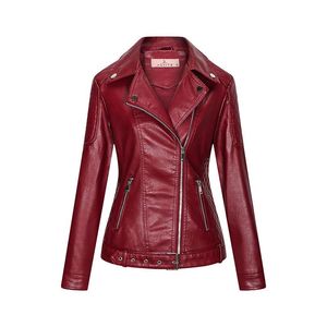 Fur Faux Leather Jacket Women 2023 Spring Autumn Moto Biker Zipper Jacket Ladies Red Black Coat Blue Yellow Chaqueta Cuero Mujer New