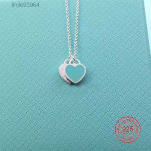 S925 Original Pop Exclusive Blue Pink Red Double Heart Pendant Ladies Fashion Necklace Jewelry H0918 27c5i{category}