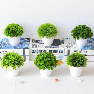Decorative Flowers Beautiful Faux Bonsai Plastic Artificial Fake Grass Plants Pot Ornament DIY