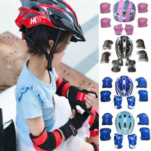 Skate-Schutzausrüstung, 7-teiliges Set für Kinder, Rollschuhlaufen, Fahrradhelm, Knie-Handgelenkschutz, Ellenbogenschoner-Set für Kinder, Radfahren, Sport, Schutzausrüstung, Set 230607