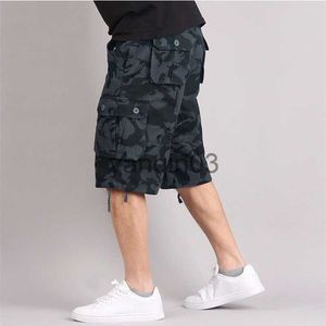 Herrshorts Herrens sommarkamouflage-last Shorts Casual Cotton Multi-Pocket Baggy Overalls Streetwear Hip Hop Breeches Military Army Shorts J230608