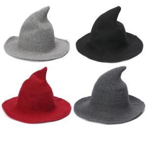 Halloween Witch Hats Diversified längs fårullen Kap Stickande fiskare Hat Female Fashion Witch Pointed Basin Bucket Jn08