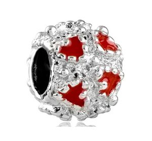 Metal Slider Spacer Large Hole Wholesale Red Enamel Heart Love European Bead Fit Chamilia Biagi Charm Bracelet3641780