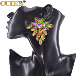 Dangle Chandelier CUIER Full Glass Gemstones Clip on Earring Studs for Women Wedding Jewelry Ear 230607