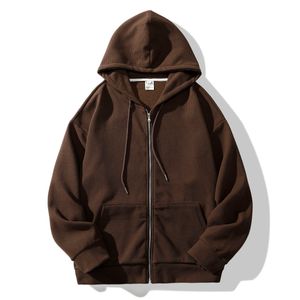 Herrtröjor tröjor extfine 5xl män kvinnor solid färg blixtlås höst våffla man hooded jackor 2023 manlig casual baggy topp 230608