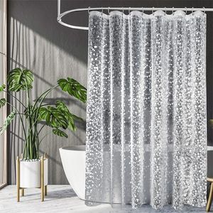 シャワーカーテン3Dシャワーカーテン防水カビエババスカーテンモダンな石畳のパターン半分のバスルームカーテン230607