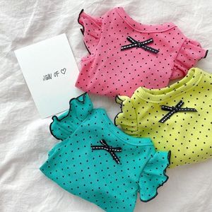 Dog Apparel Summer Dots Pet Dogs Clothes Cute Butterfly Cuffs Vest Tshirt Puppy Small Medium Breathable Clothing Chihuahua Perro 230608