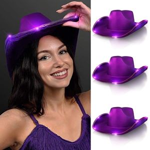 Chapéus de aba larga estilo retrô iluminados chapéu de LED Jazz Top Western Cowboy unissex 230608