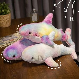 Dekompressionsleksak 7 Färger 15 140 cm Giant Colorful Shark Plush Soft Fyled Real Life Animal Pillow Cushion Doll Toys for Kids Girls Gift 230607