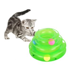 Divertente Pet Toys Cat Crazy Ball Disc Tre livelli Pet Cat Toy Tower Tracks Disc Cat Intelligence Amusement Toy 1 Pz