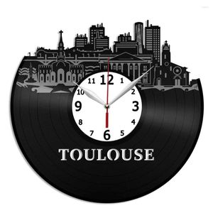 Relógios de parede Toulouse França Skyline Relógio de registro de arte decoração para casa aniversário de 12 polegadas