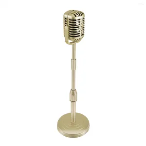 Mikrofone Vintage-Desktop-Mikrofon-Requisitenmodell mit verstellbarer Höhe, klassisches Retro-Stil-Ständermikrofon, Gold