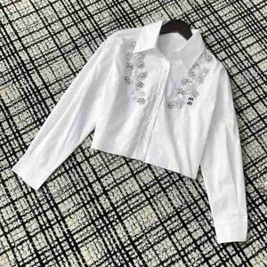 Men's Casual Shirts designer spring fashion shirt blouse French luxury cropped long sleeved shirts light rhinestone white Shirt top cardigan coat NP03