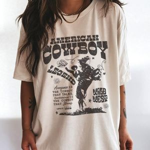 T-shirt Cowboy americano Donna T-shirt oversize retrò anni '70 Cowgirl occidentale Magliette grafiche vintage Tees Hippie Boho Fashion Tshirt Tops