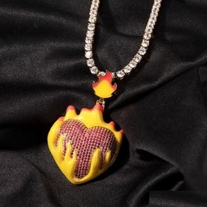 Подвесные ожерелья Hip Hop Colorf капля эмалевая колье мужчины женщины пары любовников с ювелирным