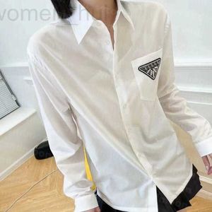 Women's Blouses & Shirts designer Designer Rhinestone Letter T Women Breathable White Tee Lapel Neck Long Sleeve Tees Luxury Shirt T9NY