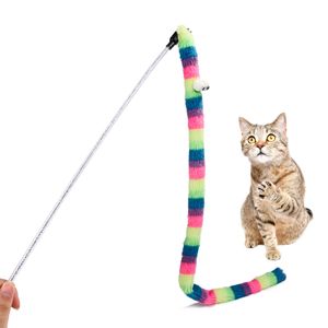 1PC Kitten Cat Pet Toy Funny Cat Toy Fishing Rod Szyt Teaser Kolor Streamer Interactive Cat Play z Bell Toys for Cats